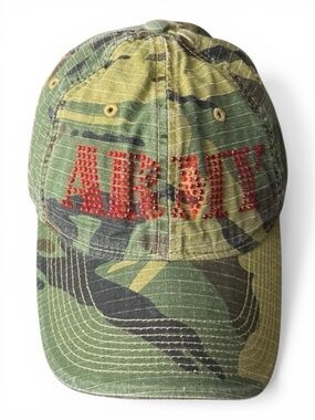 US Army Camouflage Baseball Cap with Ref Rhinestones Logo Velcro strap